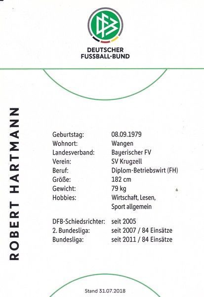 Autogramm Fussball | Schiedsrichter | 2018 Dekra | Robert HARTMANN 
