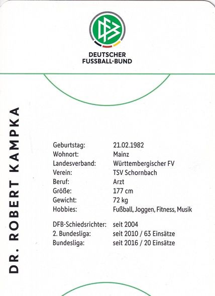 Autogramm Fussball | Schiedsrichter | 2018 Dekra | Robert KAMPKA