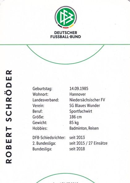 Autogramm Fussball | Schiedsrichter | 2018 Dekra | Robert SCHRÖDER
