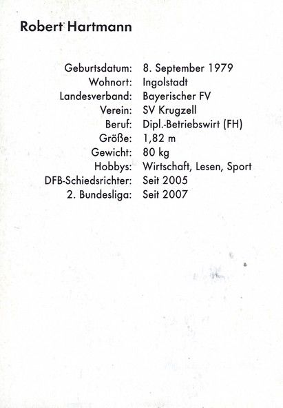 Autogramm Fussball | Schiedsrichter | 2000er Dekra | Robert HARTMANN