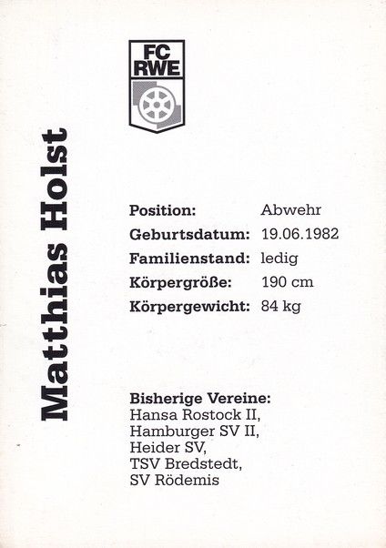 Autogramm Fussball | FC Rot-Weiss Erfurt | 2007 | Matthias HOLST