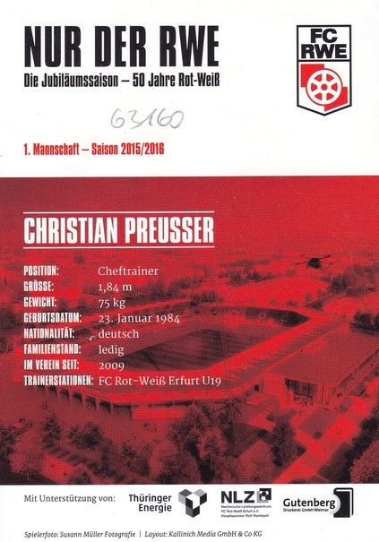 Autogramm Fussball | FC Rot-Weiss Erfurt | 2015 | Christian PREUSSER