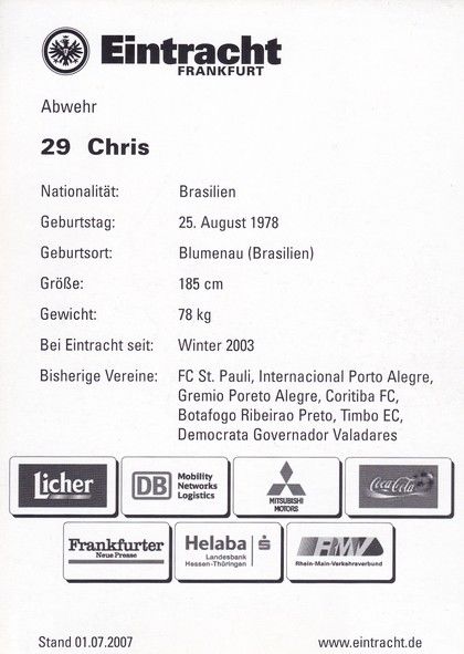 Autogramm Fussball | Eintracht Frankfurt | 2007 | CHRIS