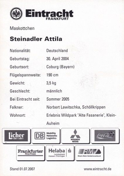AK Fussball | Eintracht Frankfurt | 2007 | ATTILA (Maskottchen)
