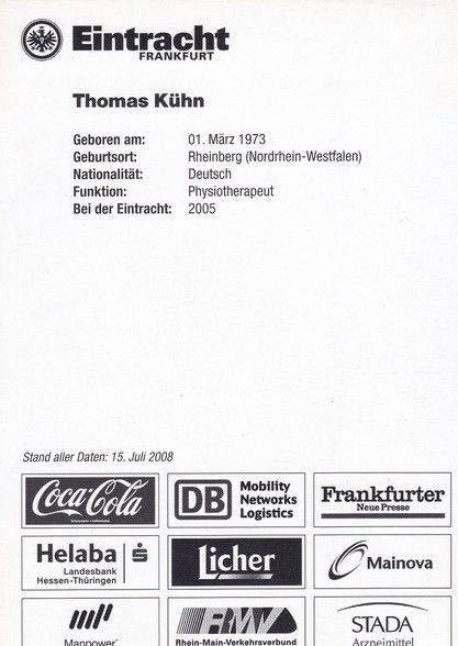 Autogramm Fussball | Eintracht Frankfurt | 2008 | Thomas KÜHN