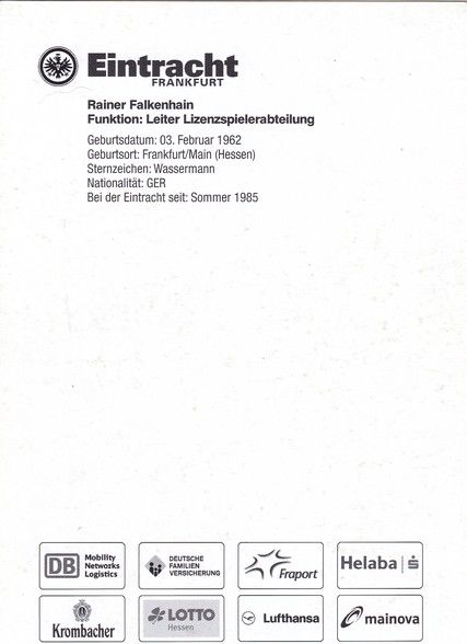 Autogramm Fussball | Eintracht Frankfurt | 2014 | Rainer FALKENHAIN