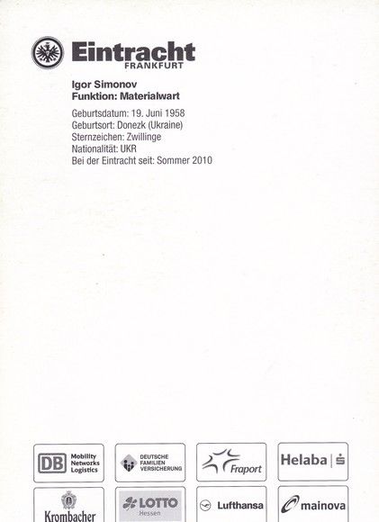 Autogramm Fussball | Eintracht Frankfurt | 2014 | Igor SIMONOV