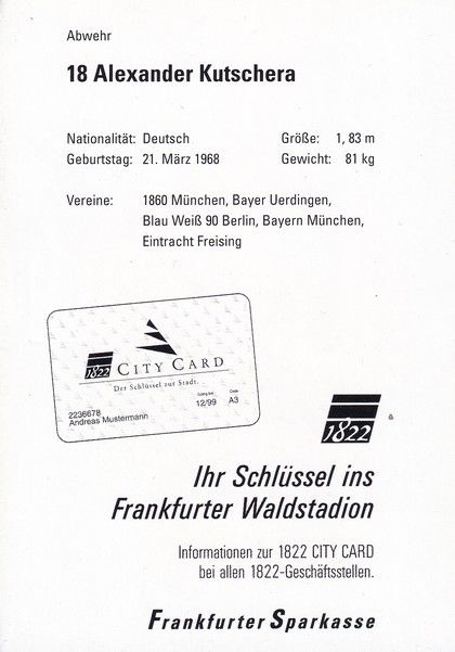 Autogramm Fussball | Eintracht Frankfurt | 1999 | Alexander KUTSCHERA (2)