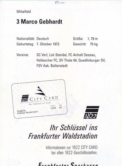 Autogramm Fussball | Eintracht Frankfurt | 1999 | Marco GEBHARDT