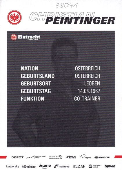Autogramm Fussball | Eintracht Frankfurt | 2020 | Christian PEINTINGER