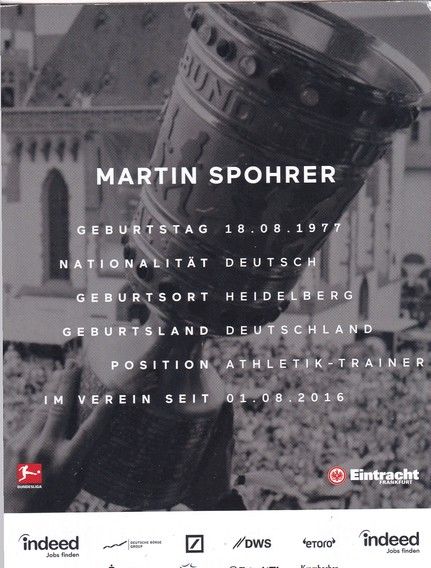 Autogramm Fussball | Eintracht Frankfurt | 2018 | Martin SPOHRER