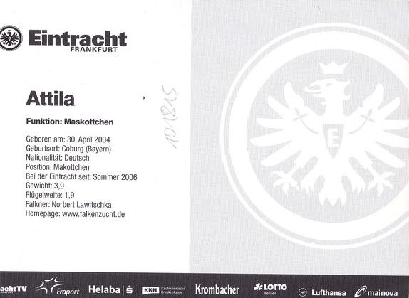 AK Fussball | Eintracht Frankfurt | 2015 | ATTILA (Maskottchen)