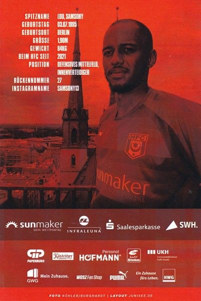Autogramm Fussball | Hallescher FC | 2021 | Louis SAMSON