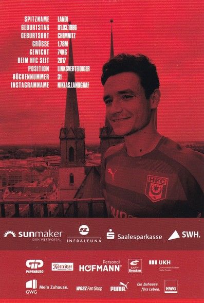 Autogramm Fussball | Hallescher FC | 2021 | Niklas LANDGRAF