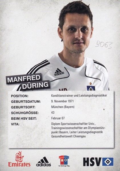 Autogramm Fussball | Hamburger SV | 2010 | Manfred DÜRING