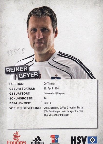 Autogramm Fussball | Hamburger SV | 2010 | Reiner GEYER