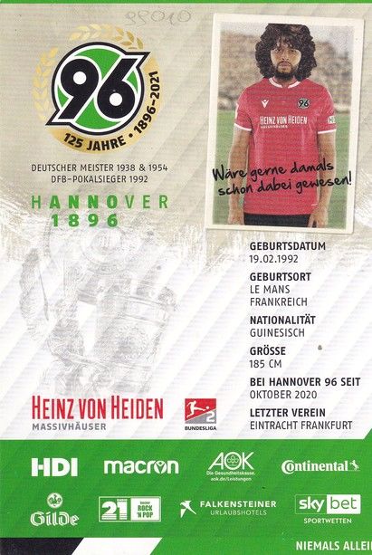 Autogramm Fussball | Hannover 96 | 2020 | Simon FALETTE
