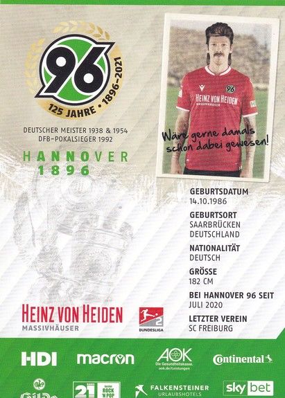 Autogramm Fussball | Hannover 96 | 2020 | Mike FRANTZ