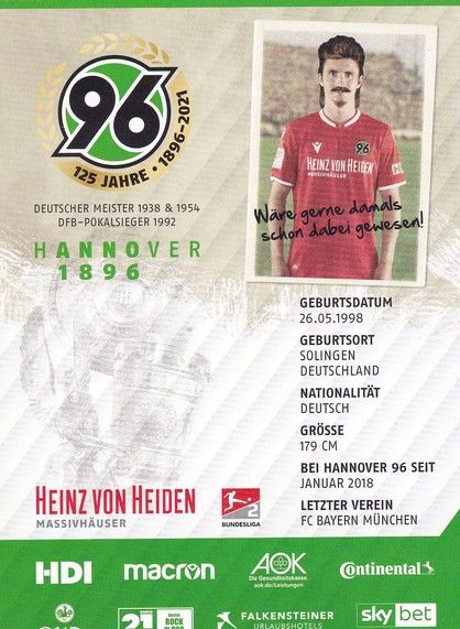 Autogramm Fussball | Hannover 96 | 2020 | Simon STEHLE