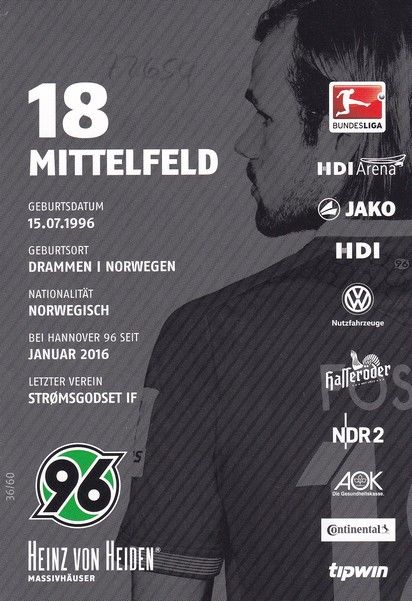 Autogramm Fussball | Hannover 96 | 2015 | Iver FOSSUM