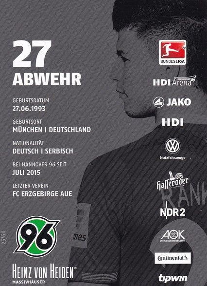 Autogramm Fussball | Hannover 96 | 2015 | Vladimir RANKOVIC