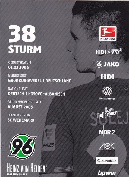 Autogramm Fussball | Hannover 96 | 2015 | Valmir SULEJMANI