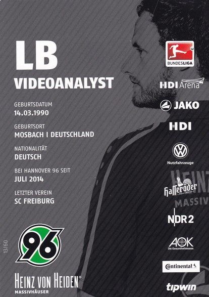 Autogramm Fussball | Hannover 96 | 2015 | Lars BARLEMANN
