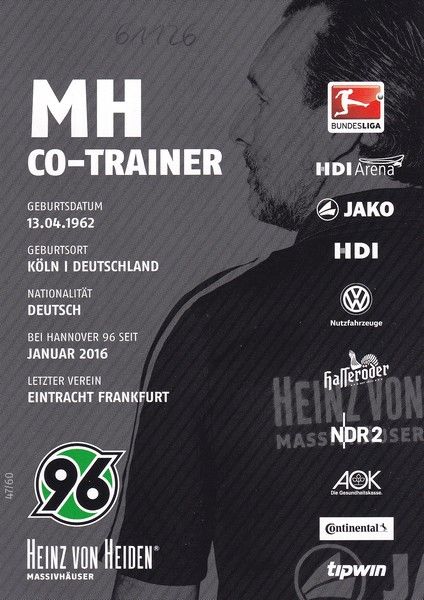 Autogramm Fussball | Hannover 96 | 2015 | Matthias HÖNERBACH