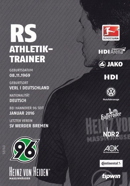 Autogramm Fussball | Hannover 96 | 2015 | Reinhard SCHNITTKER