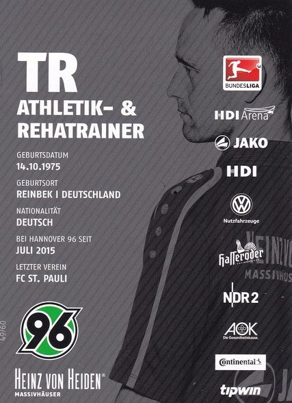 Autogramm Fussball | Hannover 96 | 2015 | Timo ROSENBERG