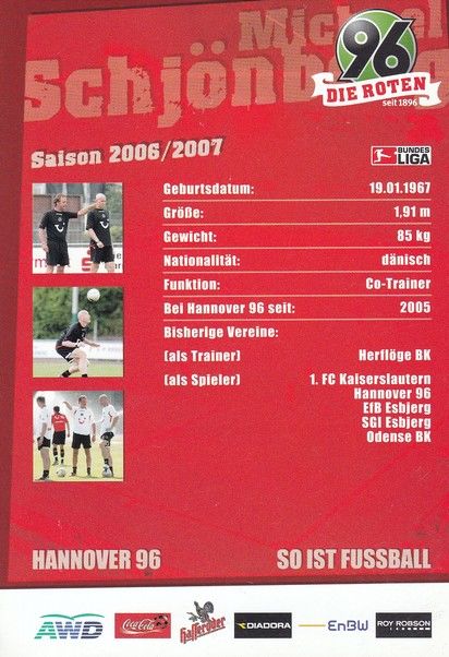 Autogramm Fussball | Hannover 96 | 2006 | Michael SCHJÖNBERG