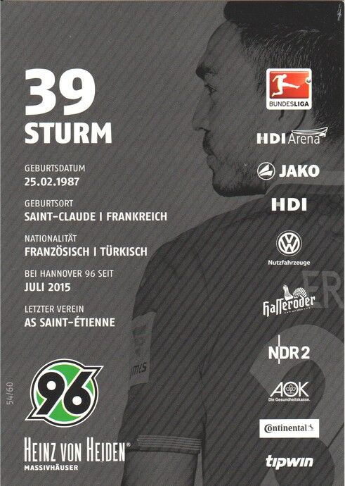 Autogramm Fussball | Hannover 96 | 2015 | Mevlüt ERDINC