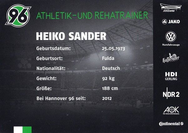 Autogramm Fussball | Hannover 96 | 2012 | Heiko SANDER