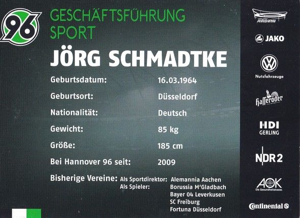 Autogramm Fussball | Hannover 96 | 2012 | Jörg SCHMADTKE