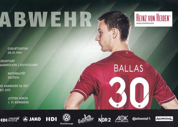 Autogramm Fussball | Hannover 96 | 2014 | Florian BALLAS