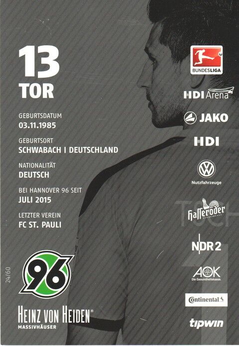 Autogramm Fussball | Hannover 96 | 2015 | Philipp TSCHAUNER