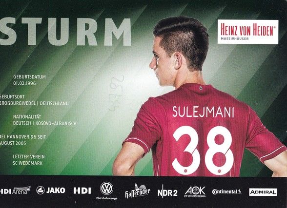 Autogramm Fussball | Hannover 96 | 2014 | Valmir SULEJMANI