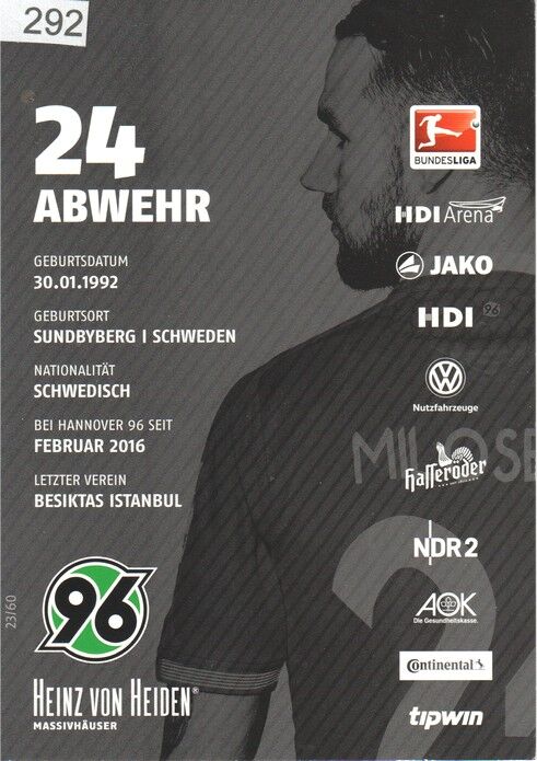 Autogramm Fussball | Hannover 96 | 2015 | Alexander MILOSEVIC