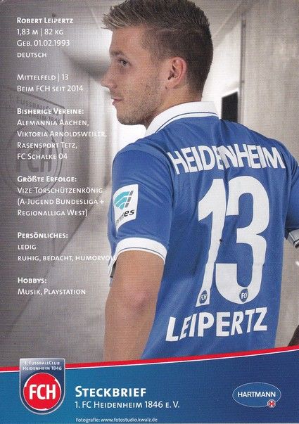Autogramm Fussball | 1. FC Heidenheim 1846 | 2014 | Robert LEIPERTZ