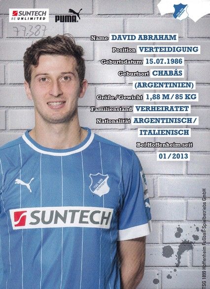 Autogramm Fussball | TSG 1899 Hoffenheim | 2012 | David ABRAHAM
