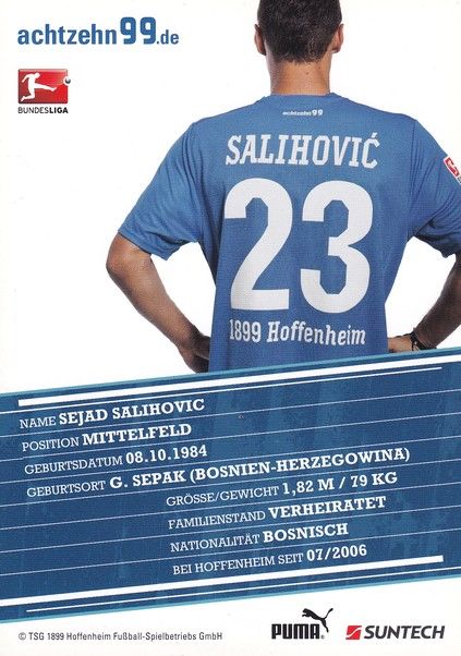 Autogramm Fussball | TSG 1899 Hoffenheim | 2011 | Sejad SAHILOVIC