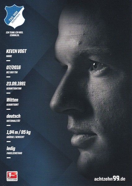 Autogramm Fussball | TSG 1899 Hoffenheim | 2016 | Kevin VOGT