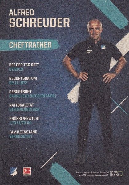 Autogramm Fussball | TSG 1899 Hoffenheim | 2019 | Alfred SCHREUDER
