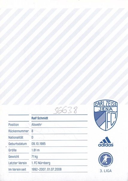 Autogramm Fussball | FC Carl Zeiss Jena | 2011 | Ralf SCHMIDT