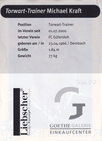 Autogramm Fussball | FC Carl Zeiss Jena | 2000 | Michael KRAFT