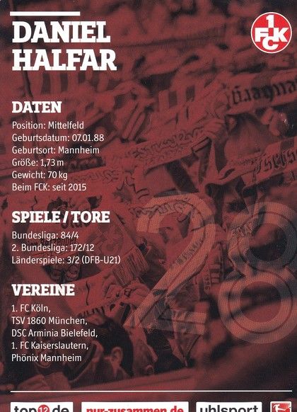 Autogramm Fussball | 1. FC Kaiserslautern | 2016 | Daniel HALFAR