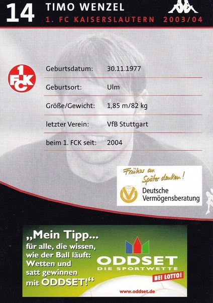 Autogramm Fussball | 1. FC Kaiserslautern | 2003 | Timo WENZEL
