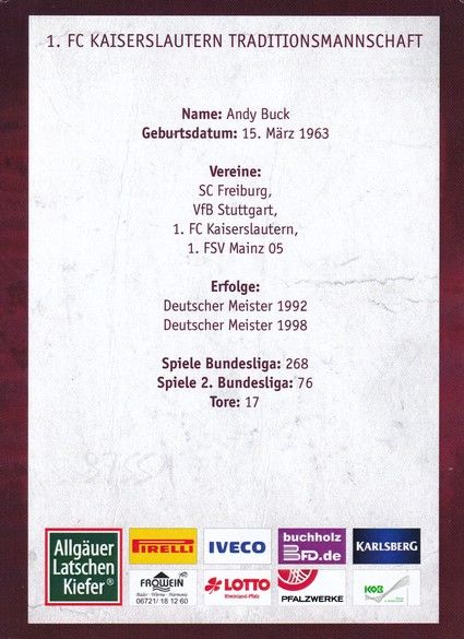 Autogramm Fussball | 1. FC Kaiserslautern | 2010er TM | Andreas BUCK