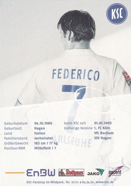 Autogramm Fussball | Karlsruher SC | 2006 | Giovanni FEDERICO