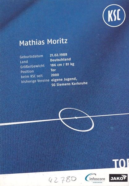Autogramm Fussball | Karlsruher SC II | 2008 | Mathias MORITZ